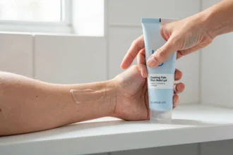 Application d'une couche fine de gel froid sur un avant-bras
