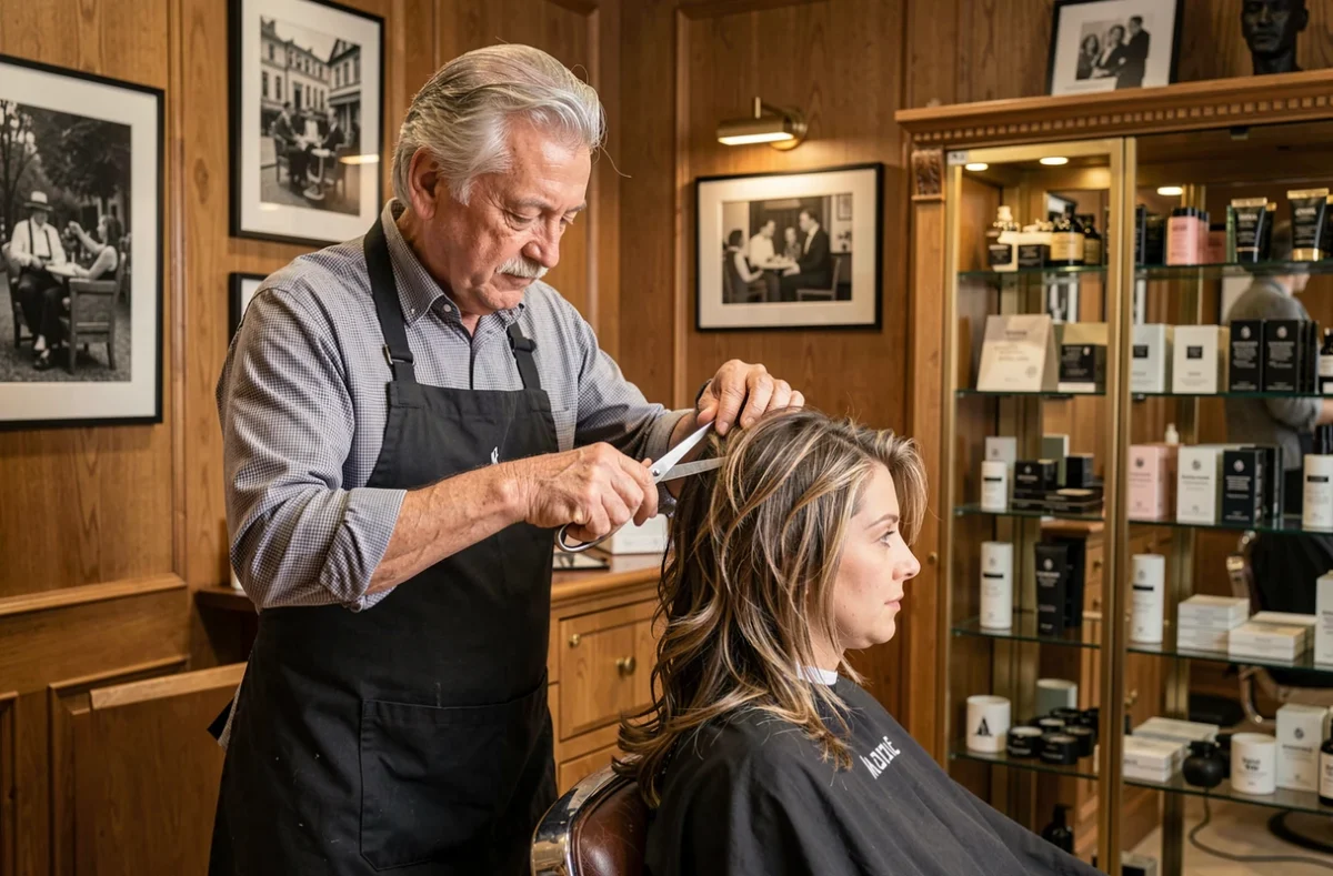 Coiffeur Pagès à Saint-Germain-en-Laye réalisant une coupe soignée pour une cliente