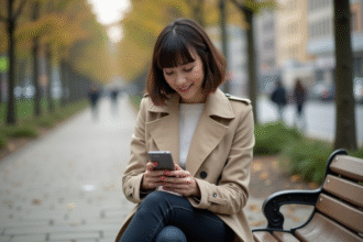 Femme en trench et bob moderne dans un parc urbain