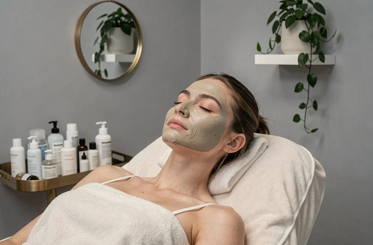 Cliente détendue recevant un soin visage dans une cabine épurée de l'Institut de Beauté Nuance à Strasbourg