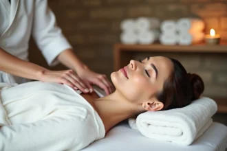 Femme détendue recevant un massage dans un salon à Toulouse
